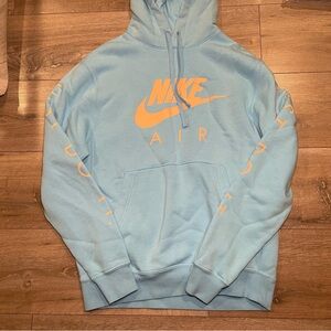 Nike Men's Sky Blue Hoodie with Orange Accents